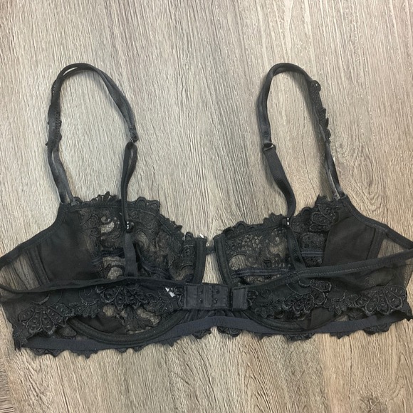 NWOT Lise Charmel Swarworski Crystal Lace Demi Sheer Floral Black Bra 38C France - Picture 2 of 5